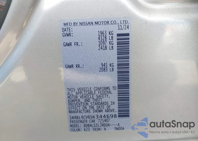 1N4BL4CV6SN344698: 43386851