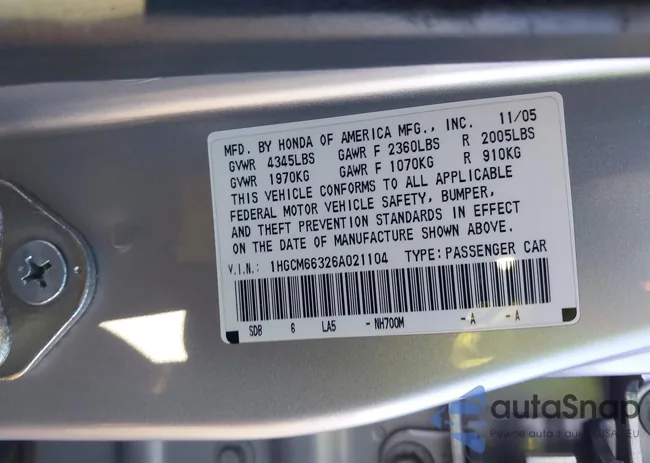 1HGCM66326A021104: 43386895