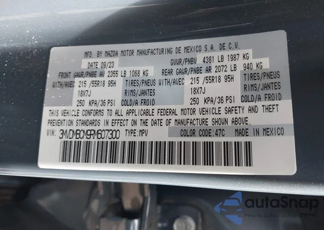 3MVDMBCM9RM607300: 43386930