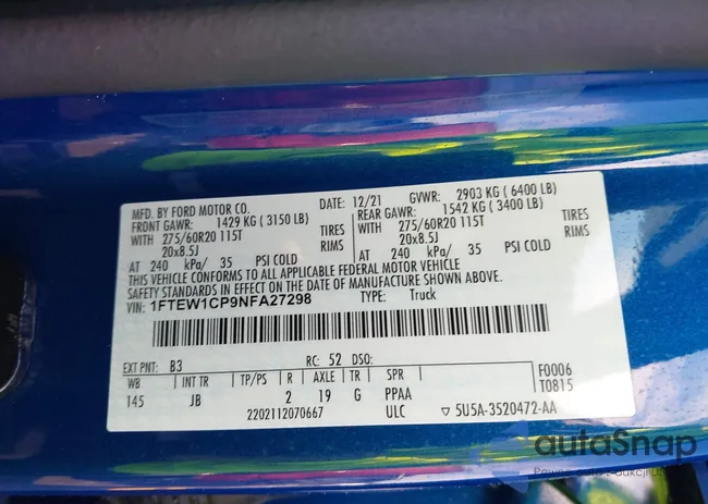 1FTEW1CP9NFA27298: 43386932