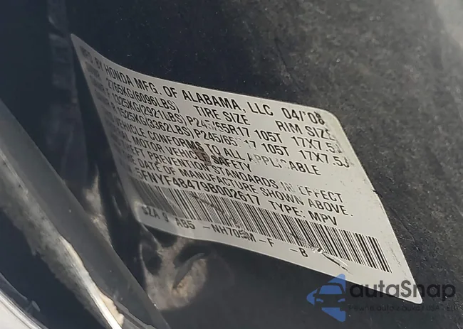 5FNYF48479B002617: 43387010