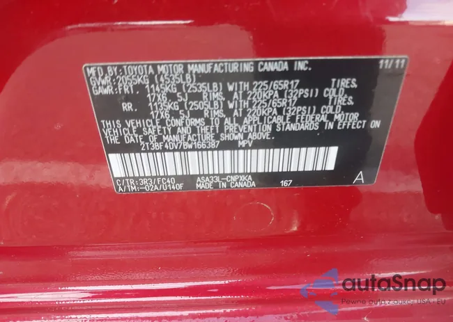 2T3BF4DV7BW166387: 43387091