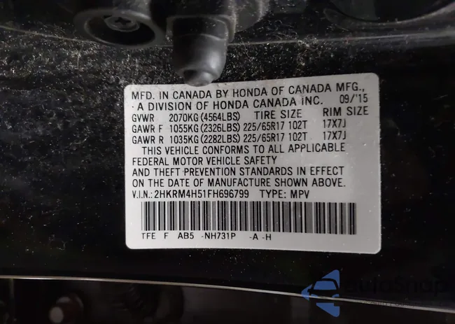 2HKRM4H51FH696799: 43387117