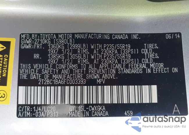 2T2BC1BA6FC003393: 43387141