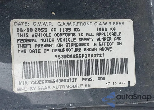 YS3ED48E5X3003737: 43387169