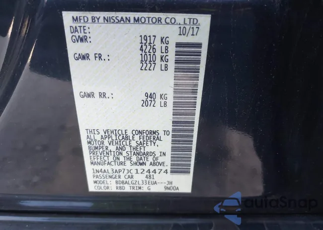 1N4AL3AP7JC124474: 43387219