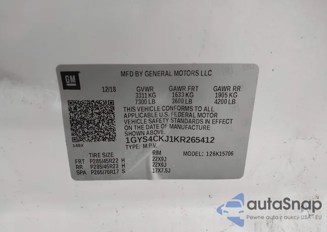 1GYS4CKJ1KR265412: 43386301