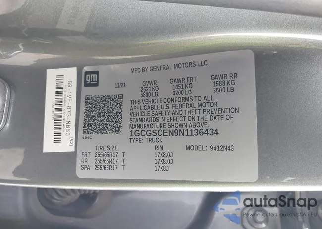 1GCGSCEN9N1136434: 43386391