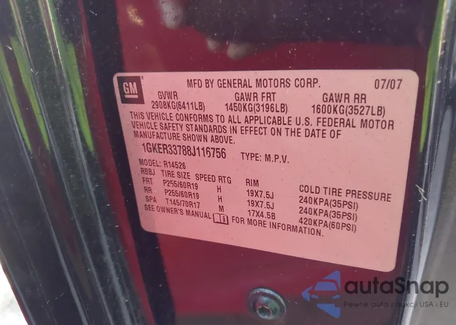 1GKER33788J116756: 43386510