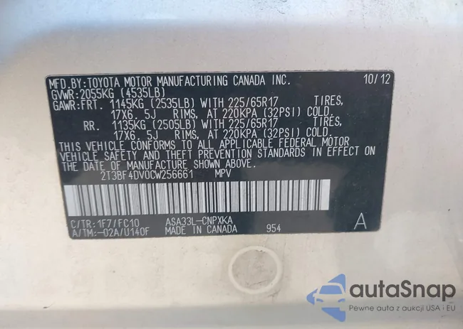 2T3BF4DV0CW256661: 43386554