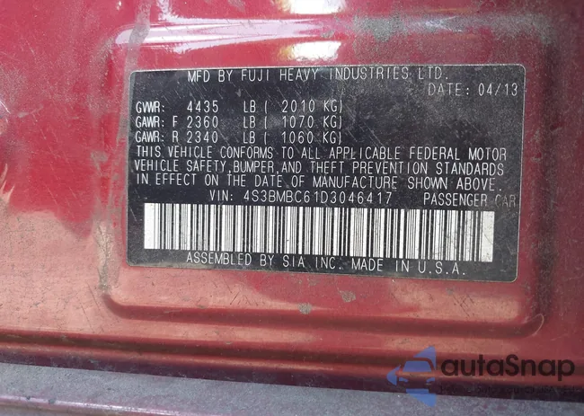 4S3BMBC61D3046417: 43386578