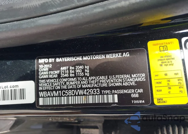 WBAVM1C58DVW42933: 43386612