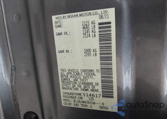 1N4AA6FVXMC514617: 43387701