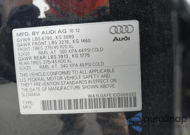 WA1LGAFE1DD006092: 43387728