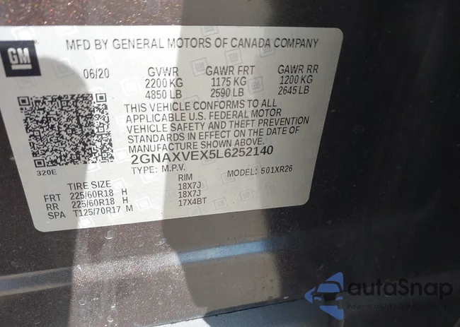 2GNAXVEX5L6252140: 43387873