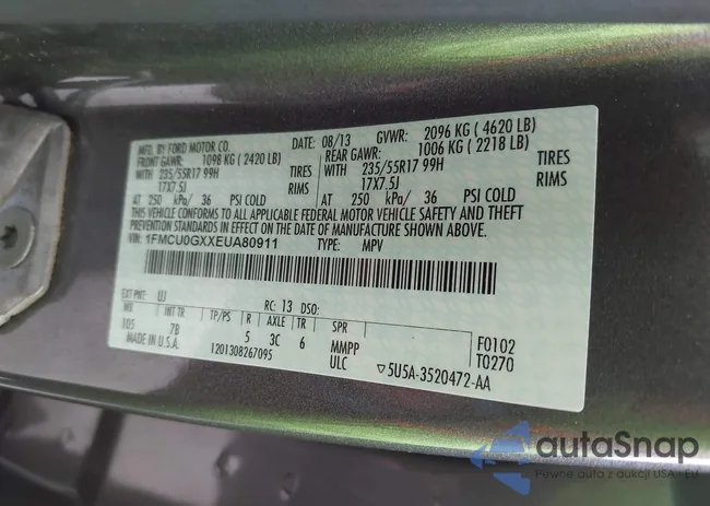 1FMCU0GXXEUA80911: 43387913