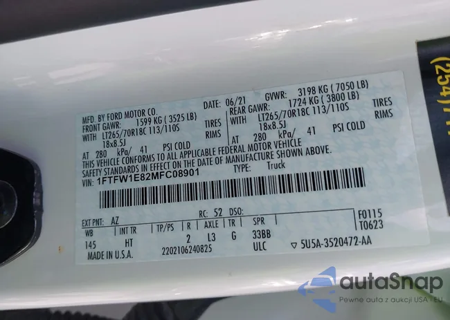 1FTFW1E82MFC08901: 43387984