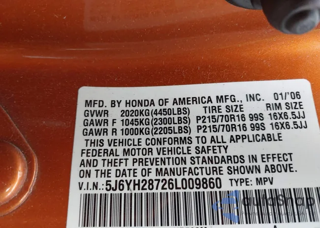 5J6YH28726L009860: 43388103