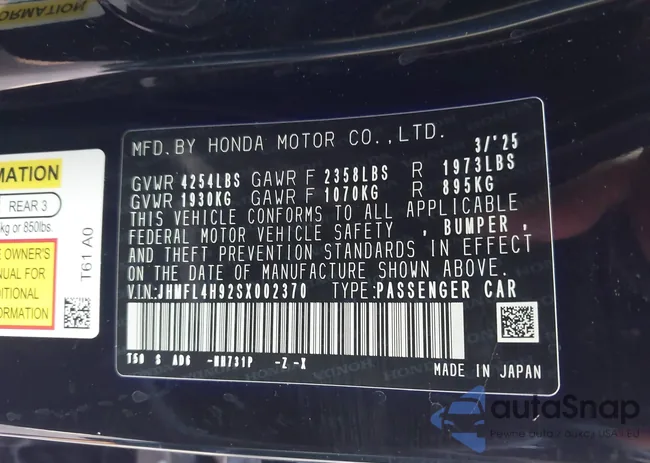 JHMFL4H92SX002370: 43388112