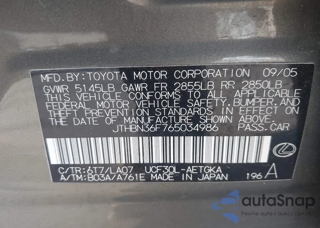 JTHBN36F765034986: 43388146