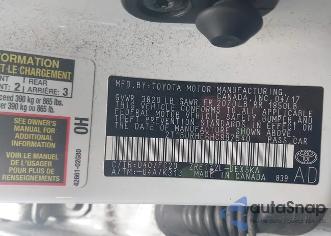 2T1BURHE6HC897540: 43387258