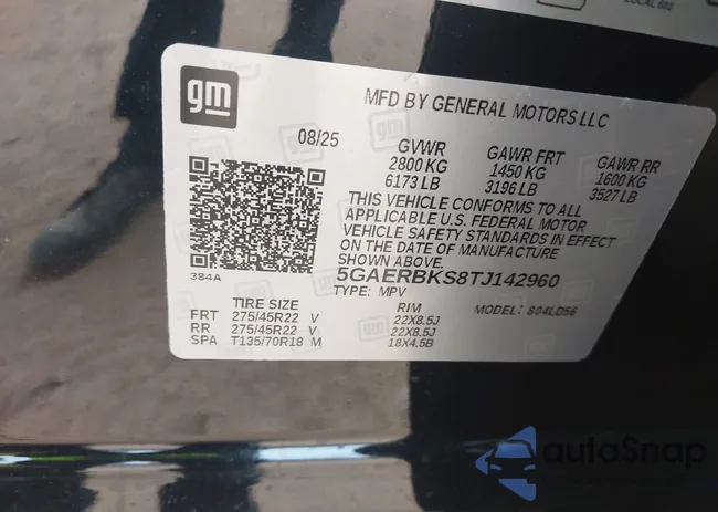 5GAERBKS8TJ142960: 43387312