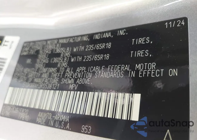 5TDKARAH3RS538121: 43387482