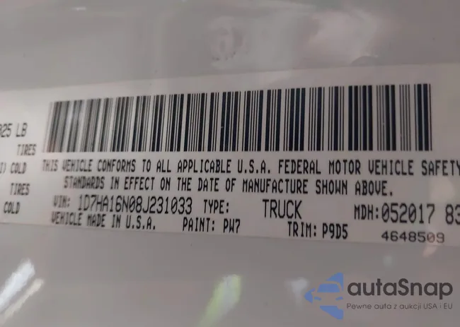 1D7HA16N08J231033: 43387529