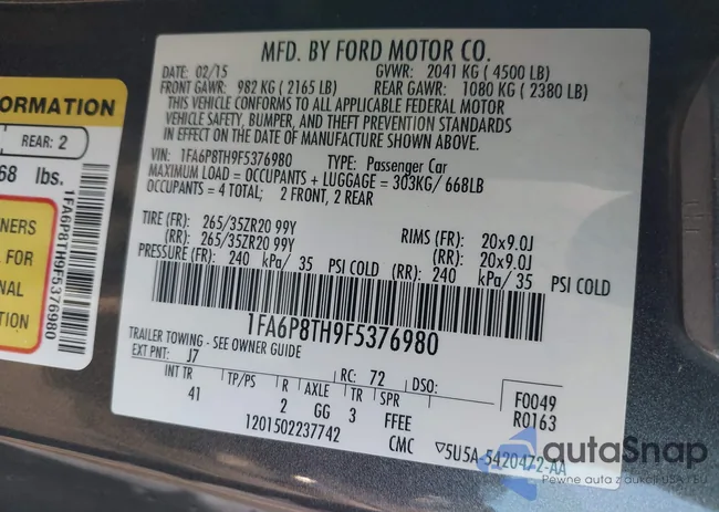 1FA6P8TH9F5376980: 43387601