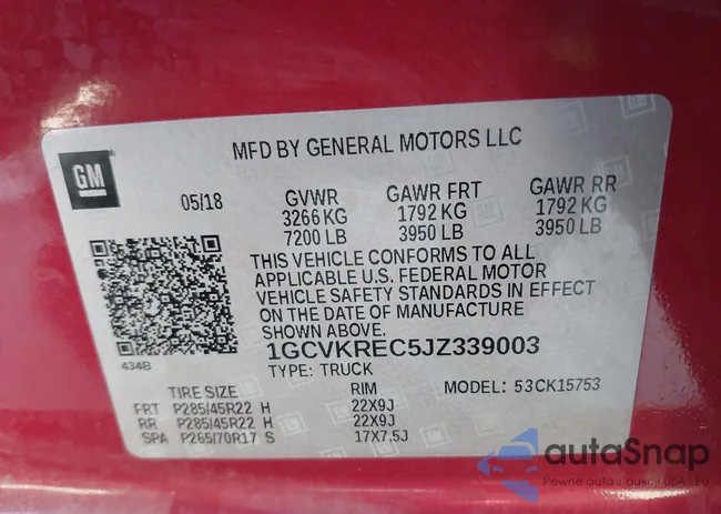 1GCVKREC5JZ339003: 43388832