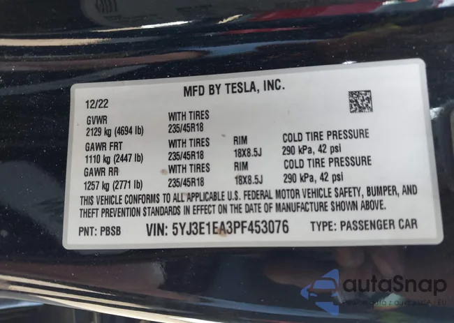 5YJ3E1EA3PF453076: 43388917