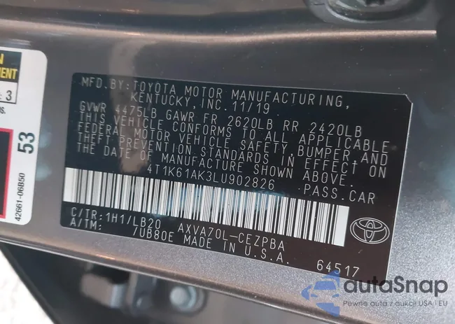 4T1K61AK3LU902826: 43388918