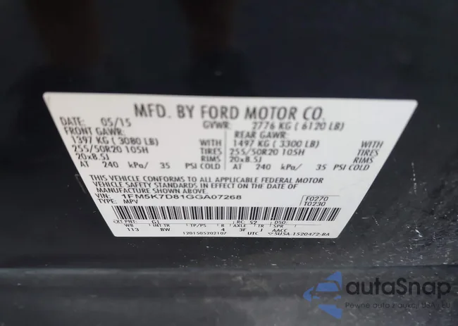 1FM5K7D81GGA07268: 43388963