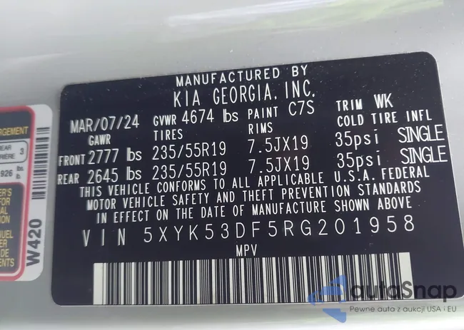 5XYK53DF5RG201958: 43388998