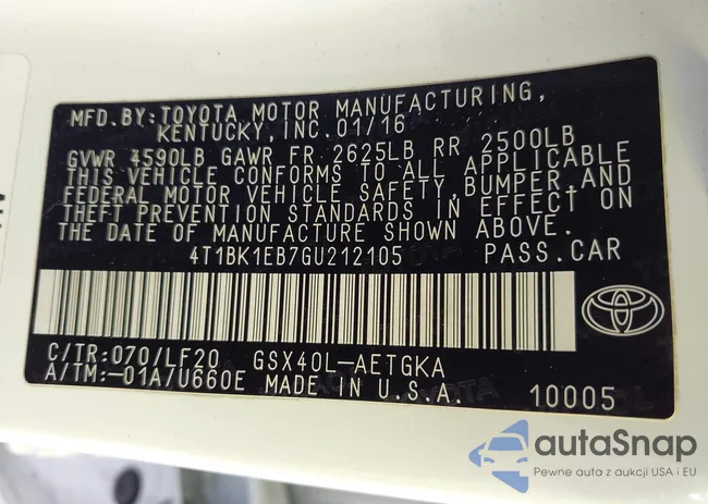 4T1BK1EB7GU212105: 43389052