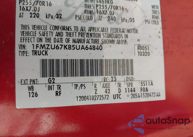 1FMZU67K85UA64840: 43389176