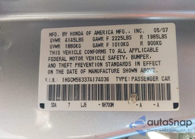 1HGCM56337A174036: 43388261