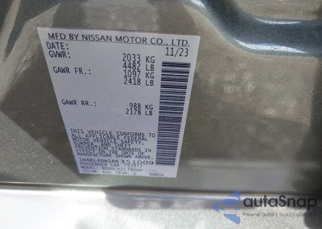 1N4BL4DW1RN351009: 43388349