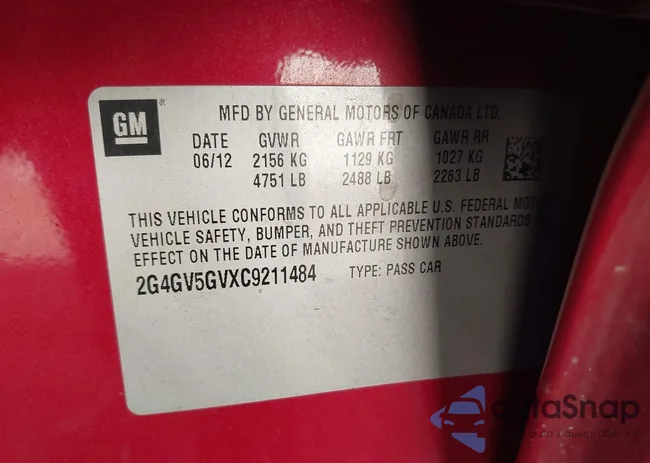 2G4GV5GVXC9211484: 43388376