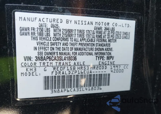 3N8AP6CA3SL418036: 43388401