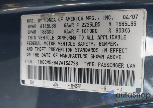 1HGCM56847A154728: 43388515