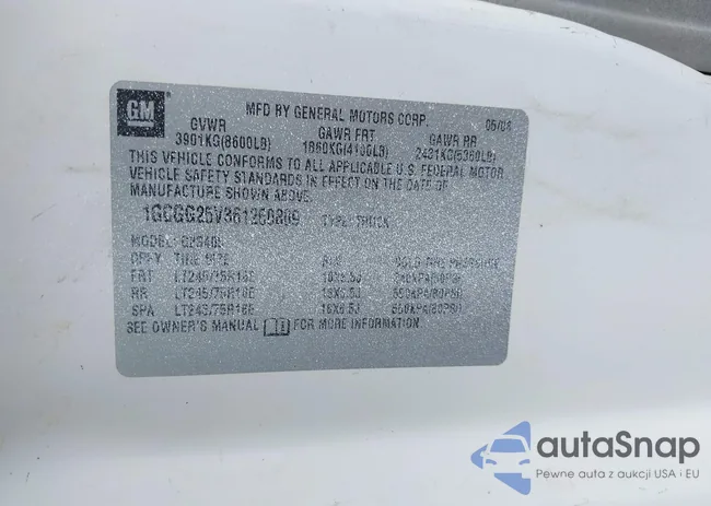 1GCGG25V361260809: 43388588