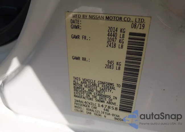 1N4AL4CV2LC147858: 43388605