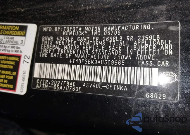 4T1BF3EK9AU509965: 43388607