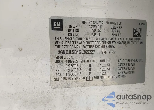 3GNCJLSB4GL265227: 43388645