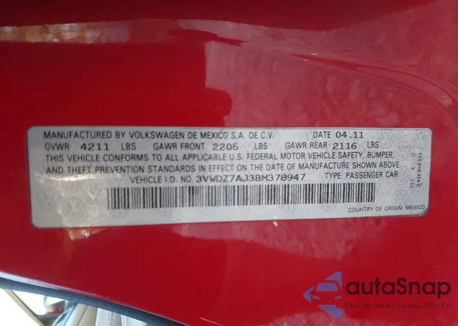 3VWDZ7AJ3BM378947: 43390052