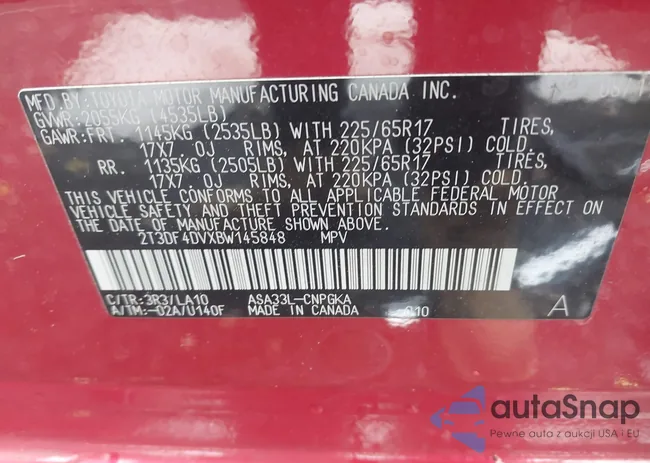 2T3DF4DVXBW145848: 43390070