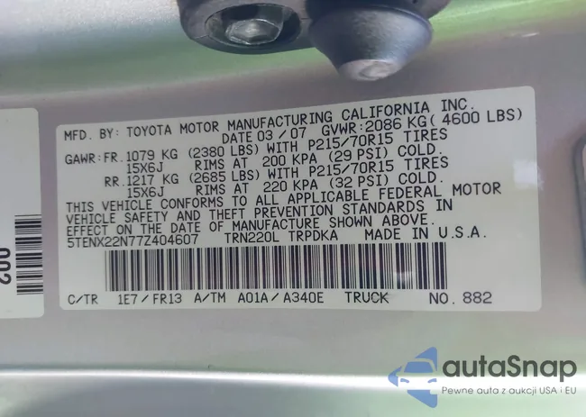 5TENX22N77Z404607: 43390200