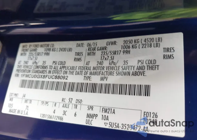 1FMCU0GX8FUC88092: 43390233