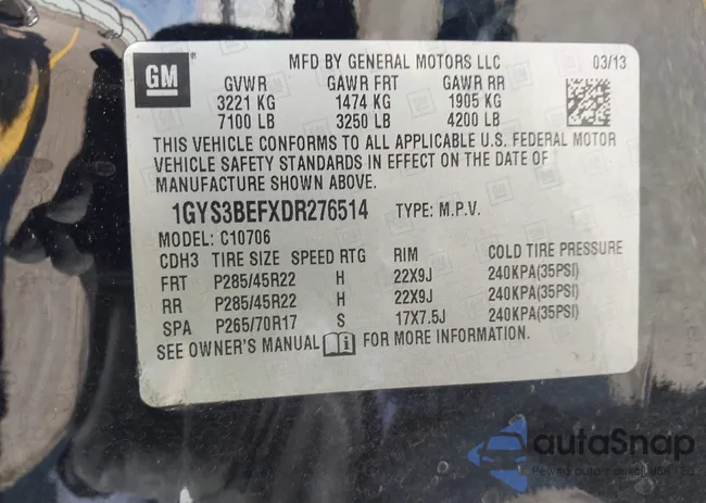 1GYS3BEFXDR276514: 43389276